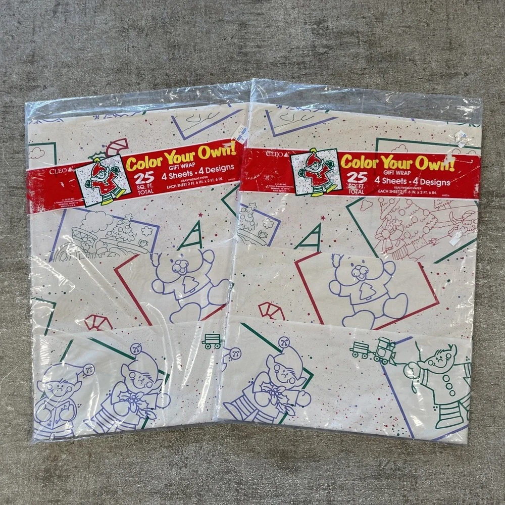 Vintage Cleo Christmas Color Your Own Wrapping Paper Holiday Gift Wrap‎ NEW